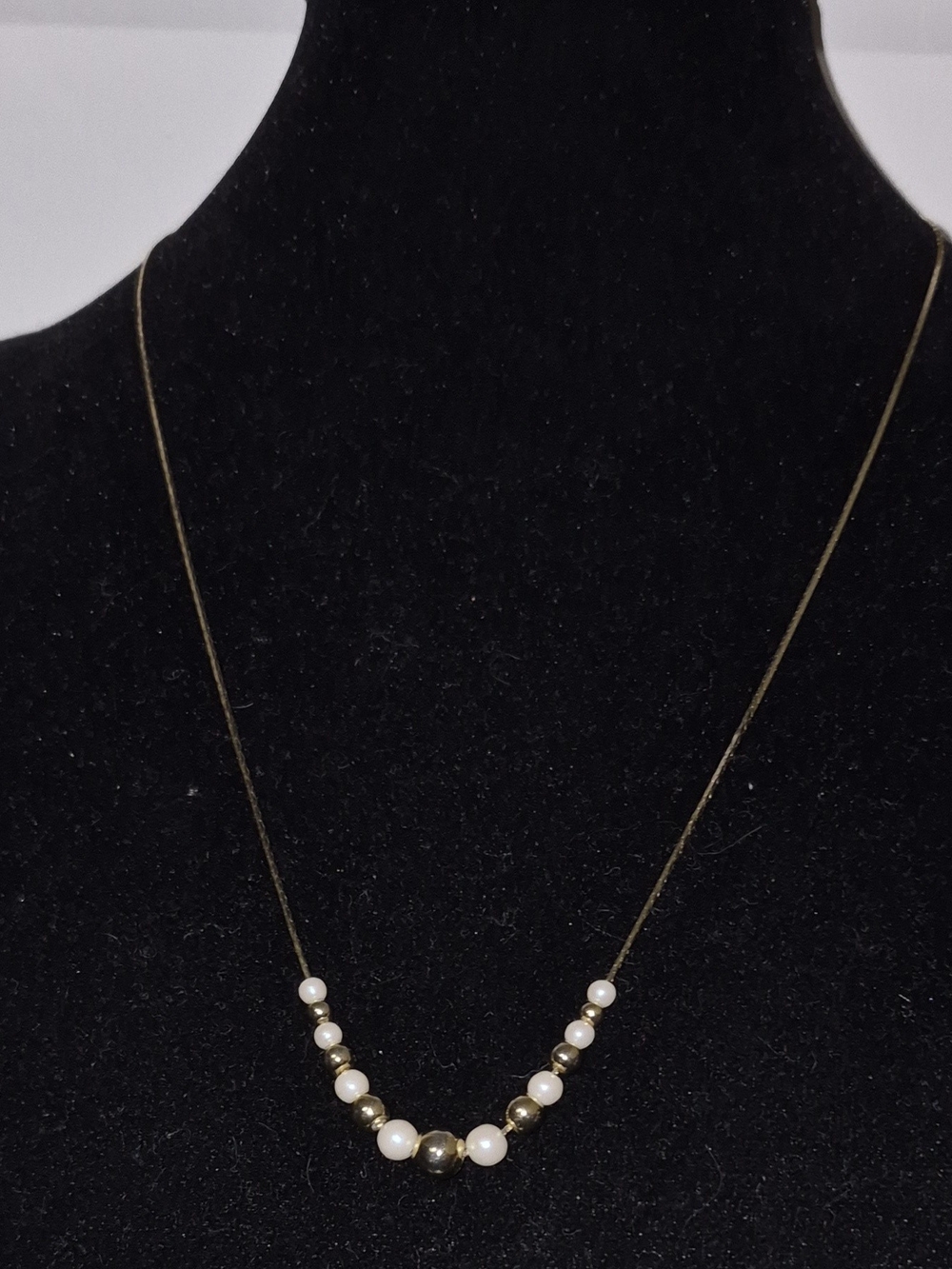 MCM Gold-Tone Necklace with White Pearls
